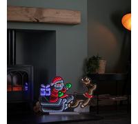 Samuel Alexander 60cm Light up Santa in Sleigh with Present Christmas Infinity Mirror with Multi-Coloured LEDs