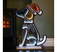 Samuel Alexander 60cm Light up Sitting Dog in Santa Hat Infinity Christmas Decoration with LEDs
