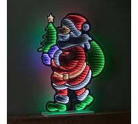 Samuel ALEXANDER 60cm Light up Standing Santa with Tree Christmas Infinity Light with Multi-Coloured LEDs