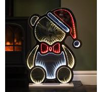 Samuel ALEXANDER 60cm Light up Teddy Bear in Santa Hat Christmas Infinity Decoration with LEDs