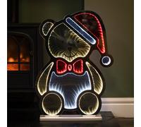 Samuel Alexander 60Cm Light Up Teddy Bear In Santa Hat Christmas Infinity Decoration With Leds