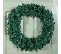 Samuel ALEXANDER 60cm Plain Green Artificial Hanging Christmas Wreath with 160 Tips
