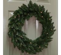 Samuel Alexander 60cm Plain Green Christmas Wreath with 50 Warm White LEDs & 160 Bullet Tips Samuel Alexander Green