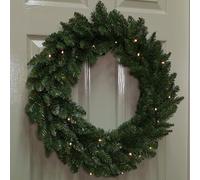 Samuel Alexander 60Cm Plain Green Christmas Wreath With 50 Warm White Leds And 160 Bullet Tips