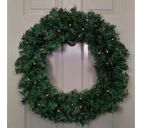 Samuel Alexander 60Cm Pre Lit Plain Green Christmas Wreath With Warm White Leds And 160 Tips