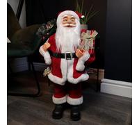 Samuel ALEXANDER 60cm Red Standing Santa Claus Indoor Decoration with Present and Green Sack