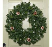 Samuel Alexander 60Cm Snow King Fir Hanging Christmas Wreath With Pinecones And 200 Tips In Green