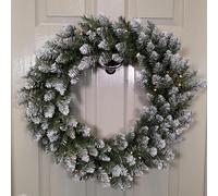 Samuel ALEXANDER 60cm Snow Tipped Christmas Wreath with 50 Warm White LEDs and 160 Bullet Tips