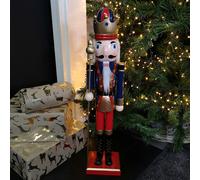 Samuel Alexander 60cm Traditional Wooden Christmas Nutcracker Soldier Decoration with Blue Body
