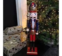 Samuel ALEXANDER 60cm Traditional Wooden Christmas Nutcracker Soldier Decoration with Blue Body