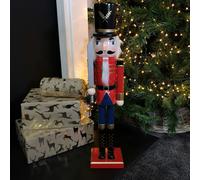 Samuel Alexander 60cm Traditional Wooden Christmas Nutcracker Soldier Decoration with Red Body