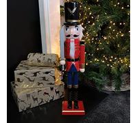 Samuel ALEXANDER 60cm Traditional Wooden Christmas Nutcracker Soldier Decoration with Red Body
