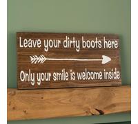 Samuel Alexander 60Cm X 30Cm Dark Rustic Fir Wood Welcome Arrow Hanging Wall Sign