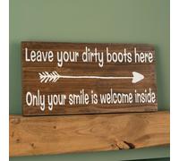 60cm x 30cm Dark Rustic Fir Wood Welcome Arrow Hanging Wall Sign Samuel Alexander Brown One Size