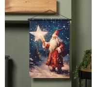Samuel Alexander 60cm x 40cm Battery Operated Light up St Nick Fabric Hanging Christmas Banner
