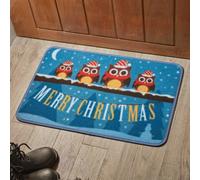 Samuel Alexander 60cm x 40cm Festive Owls Fabric Christmas Doormat