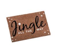 Samuel Alexander 60cm x 40cm Jingle All The Way Coir Doormat with PVC Backing in Brown | Size: 60 cm x 400 cm Samuel Alexander Brown 60 cm x 400 cm