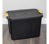 Samuel Alexander 60L Heavy Duty Lockable & Stackable Storage Tub Chest with Clips in Black Samuel Alexander Black