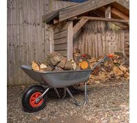 65 Litre 60kg Capacity Galvanised Metal Garden Wheelbarrow Pneumatic Tyre