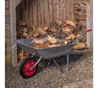 65 Litre 60kg Capacity Galvanised Samuel Alexander Metal Garden Wheelbarrow with Solid Puncture Proof Tyre Samuel Alexander Silver One Size