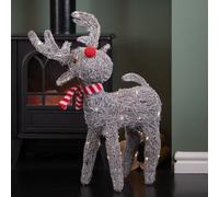 Samuel Alexander 66cm Battery Operated Rattan Woven Cupid Reindeer with Warm White LEDs in Grey Samuel Alexander Grey
