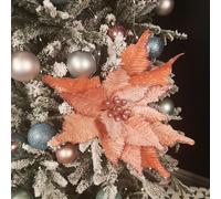 Samuel Alexander 68cm Frosted Light Coral Pink Poinsettia Stem Christmas Decoration