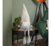 Samuel ALEXANDER 68cm Sitting Grey Dangly Legs Gonk Christmas Decoration with Grey Hat