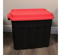 Samuel Alexander 68L Black And Red Tuff Stackable Storage Box With Lid And Carry Handles