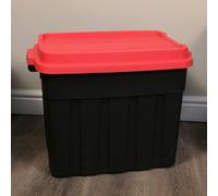 Samuel Alexander 68L Black and Red Tuff Stackable Storage Box with Lid and Carry Handles