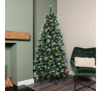 Samuel Alexander 6ft (1.8m) Frosted Glacier Pine Snow Tipped Christmas Tree with Pinecones with 710 Tips in Green Samuel Alexander Green
