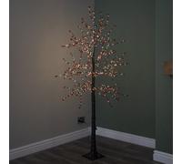 Samuel Alexander 6Ft (1.8M) Light Up Black Christmas Twig Tree With Red Berries & Warm White Leds