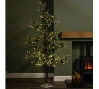 Samuel Alexander 6ft (1.8m) Light up Noel Snow Christmas Tree with 312 Warm White LEDs & Brown Stand