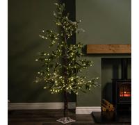 Samuel Alexander 6Ft (1.8M) Light Up Noel Snow Christmas Tree With 312 Warm White Leds & Brown Stand
