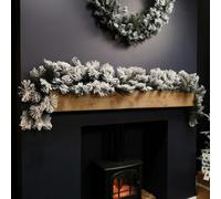 Samuel Alexander 6ft (1.8m) Premier Christmas Snow Flocked Green Garland with Pine Cones