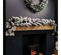 Samuel Alexander 6ft (1.8m) Premier Christmas Snow Flocked Green Garland with Pine Cones Samuel Alexander Green