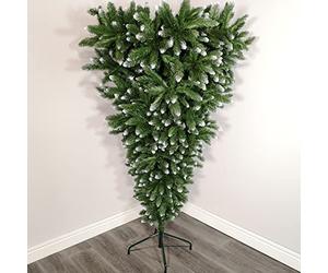 Samuel ALEXANDER 6ft (180cm) Upside Down Frosted Green Snow Tipped Christmas Tree