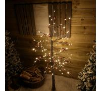 Samuel Alexander 6ft Snowy Brown Twig Outdoor Christmas Tree with Pine Cones & 144 Warm White LEDs