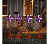 Samuel Alexander 70cm Battery Powered Light up Candy Swirl Pathlights with Red and White LEDs
