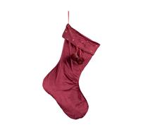 70cm Hanging Burgundy Velour Star Print Christmas Stocking with Pom Poms