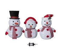 Samuel Alexander 70cm Set of 3 Light up Foldable Cloth Snowmen with 130 White LEDs Samuel Alexander White