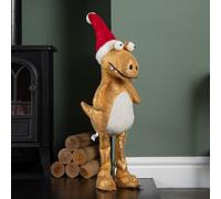 Samuel Alexander 70Cm Tall Gold Plush Santa-Saurus Dino Standing Christmas Decoration With Santa Hat