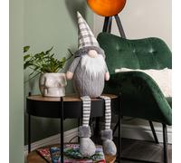 Samuel Alexander 73Cm Grey Sitting Christmas Gonk Decoration With Tartan Hat And Dangly Legs