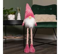 Samuel Alexander 74Cm Pink Standing Christmas Gonk Decoration With Extendable Legs And Snowflake Hat