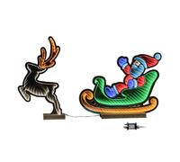 Samuel ALEXANDER 75cm Infinity Santa in Sleigh with Reindeer on Metal Base and Multi-Coloured LEDs