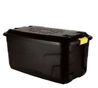 75L Heavy Duty Trunk on Wheels Sturdy, Lockable, Stackable and Nestable Design Storage Chest with Clips in Black Samuel Alexander Black One Size