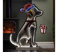 Samuel Alexander 78Cm Infinity Light Up Standing Dog Christmas Decoration With Warm White & Red Leds On Metal Base