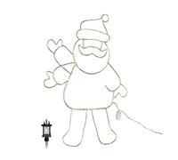 Samuel Alexander 79cm x 54cm Waving Santa Christmas Silhouette with White LEDs in Silver | Size: 79 cm x 54 cm Samuel Alexander Silver 79 cm x 54 cm