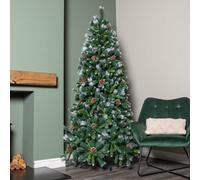 Samuel Alexander 7Ft (2.1M) Frosted Glacier Pine Snow Tipped Christmas Tree With Pinecones And 956 Tips