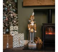 Samuel ALEXANDER 80cm Battery Operated Light up Christmas Gold Nutcracker with LEDs