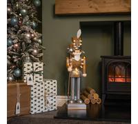 Samuel ALEXANDER 80cm Battery Operated Light up Christmas Gold Nutcracker with LEDs